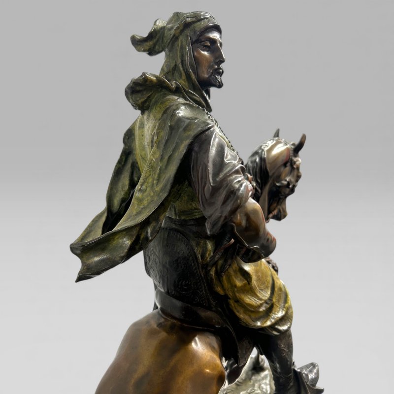 Antique French Bronze Sculpture Arab Horseman After Barye & Guillemin, 75 cm - Image 8